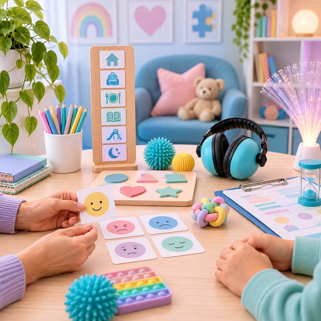 Imagen institucional creada con IA para representar TCC, autismo y Snoezelen